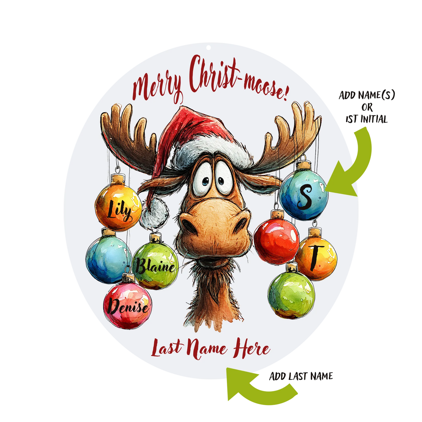 Merry Moose Personalized Ornament