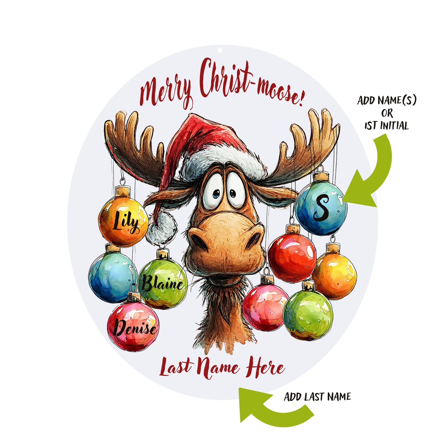 Merry Moose Personalized Ornament