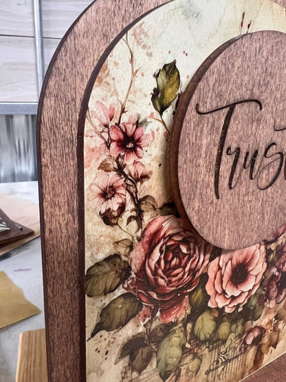 Trust Wooden Inspirational Desk Sign