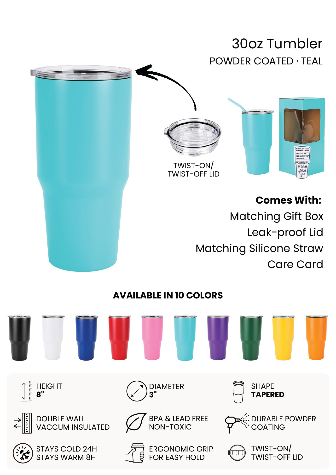 30oz Tumbler - Custom UV Print Ready