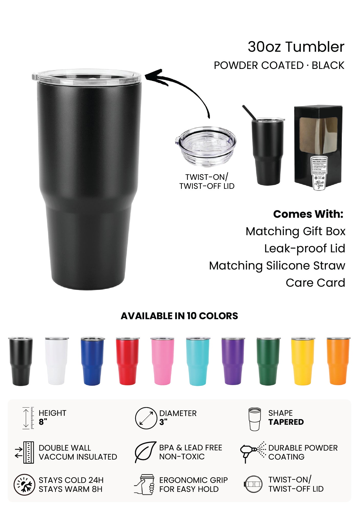30oz Tumbler - Custom UV Print Ready
