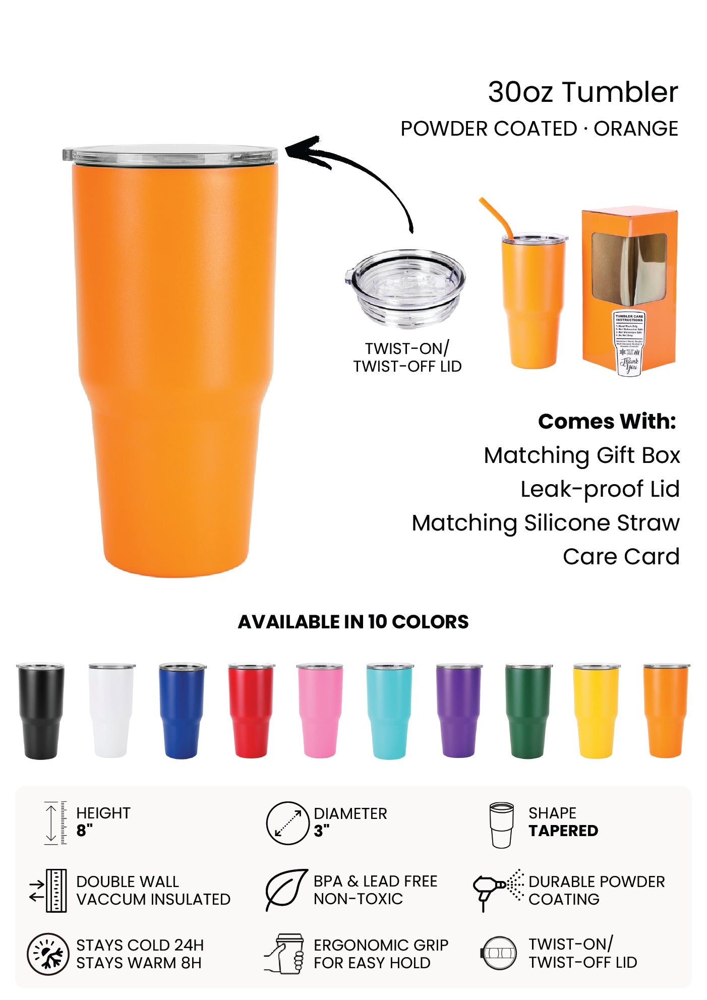 30oz Tumbler - Custom UV Print Ready