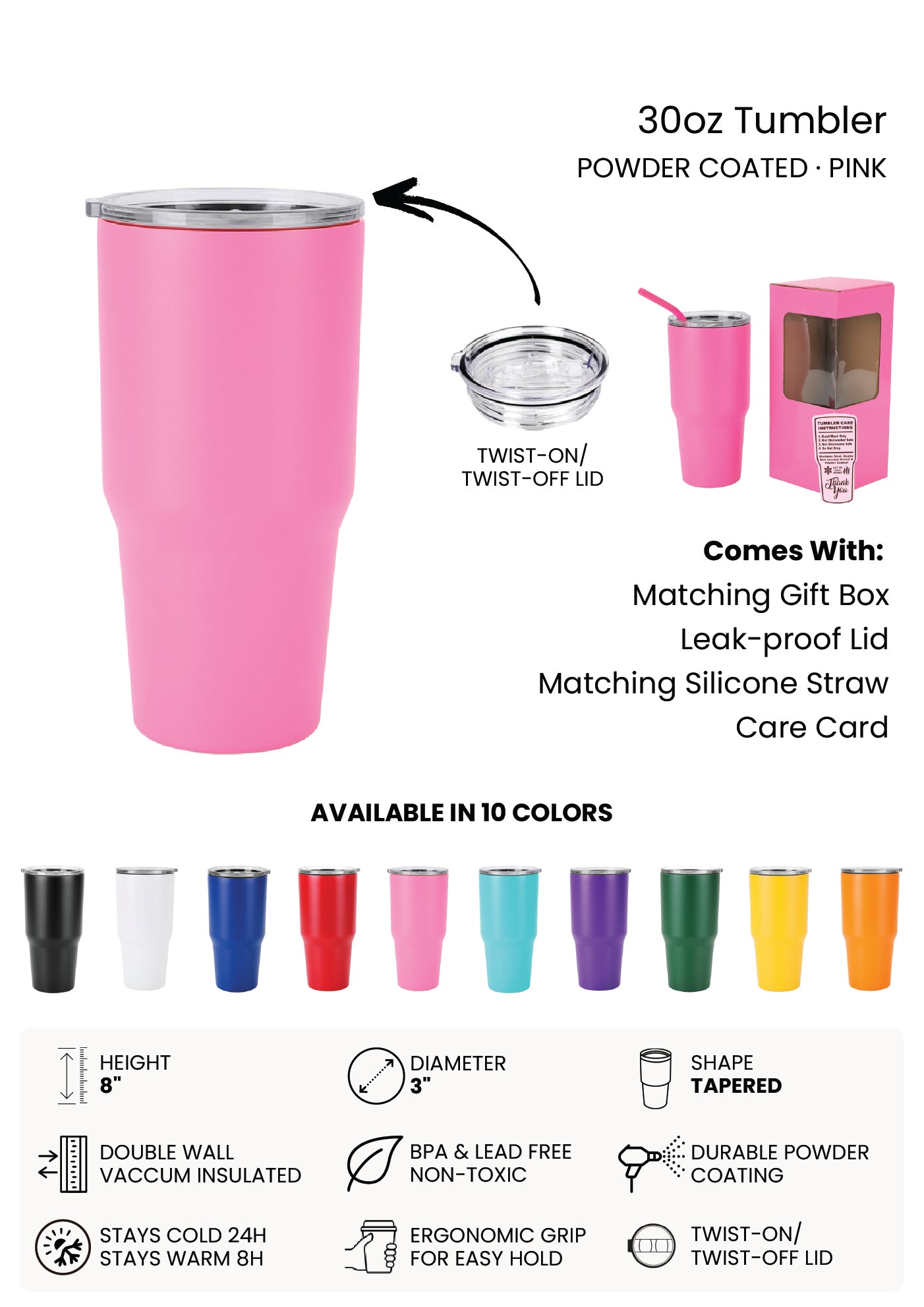 30oz Tumbler - Custom UV Print Ready