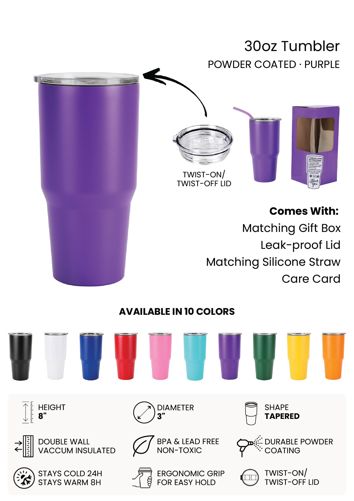 30oz Tumbler - Custom UV Print Ready