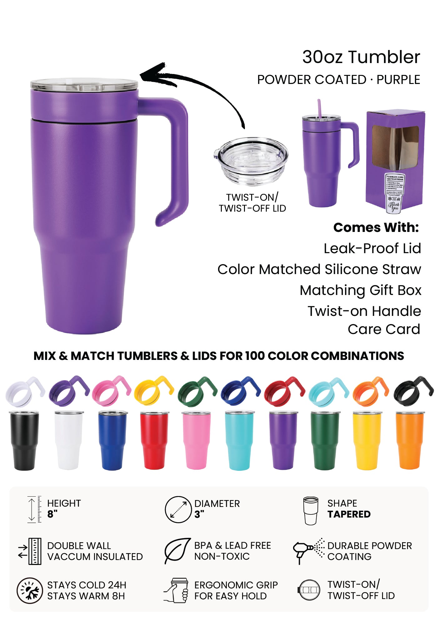 30oz Tumbler - Custom UV Print Ready
