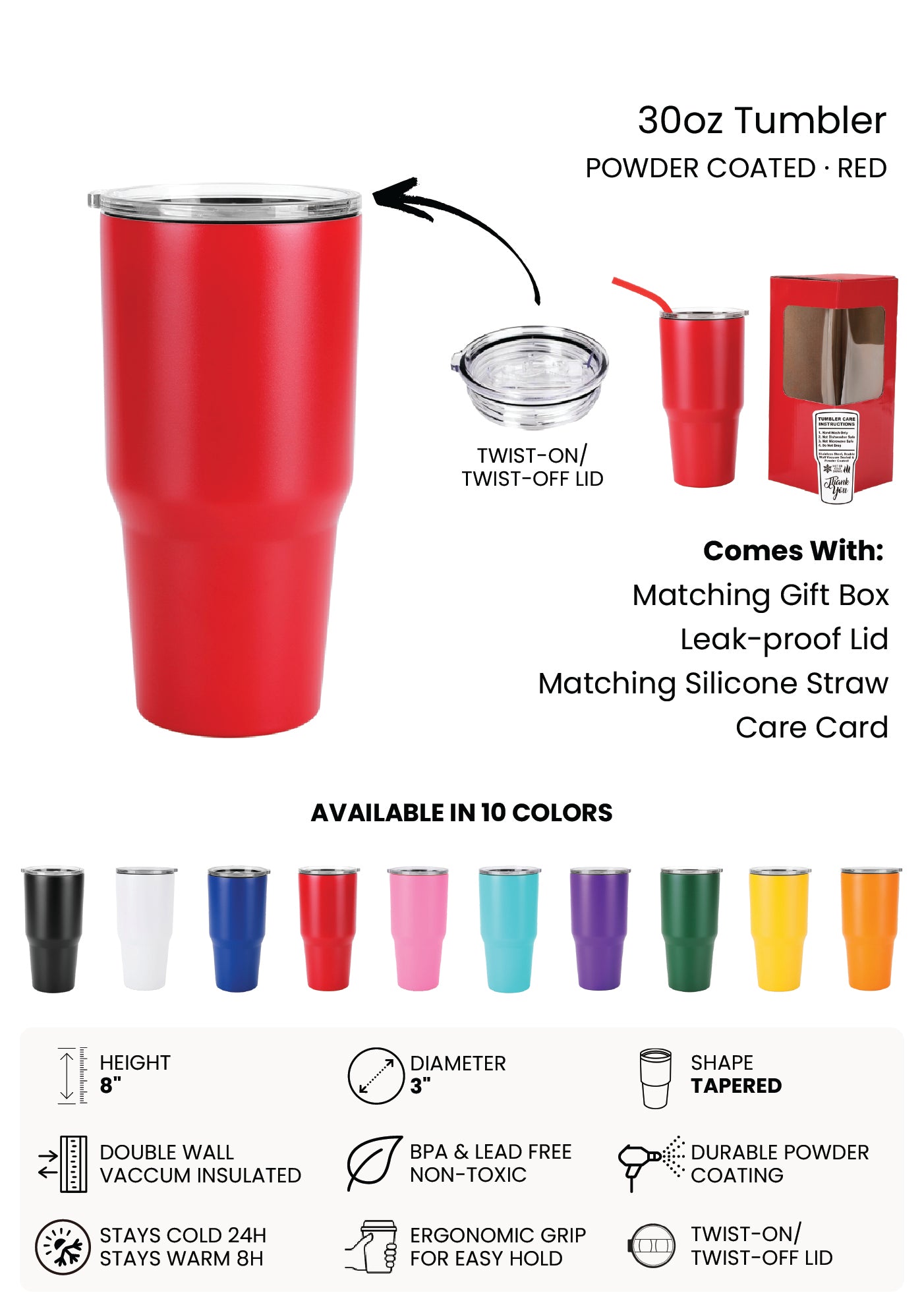 30oz Tumbler - Custom UV Print Ready