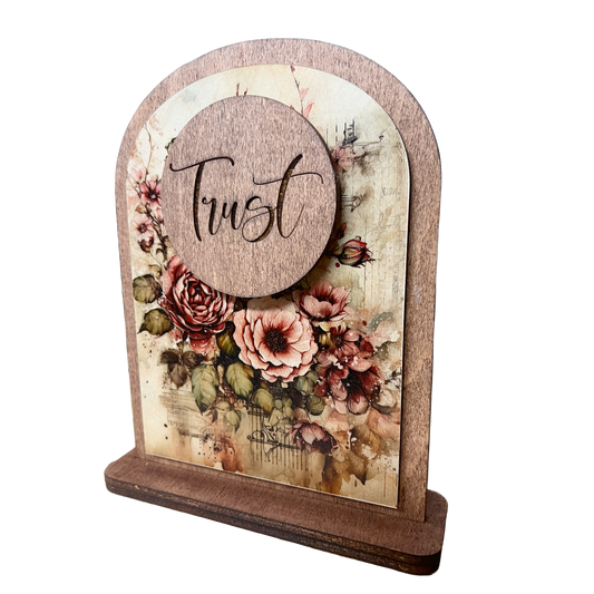 Trust Wooden Inspirational Desk Sign