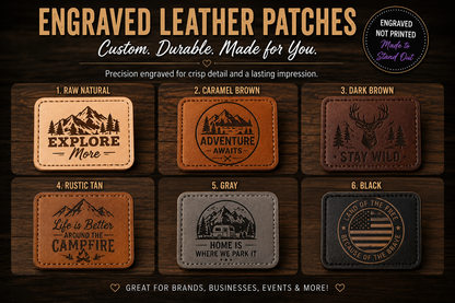 Custom Laser Engraved Leatherette Patches | Personalized Logo | Business Branding