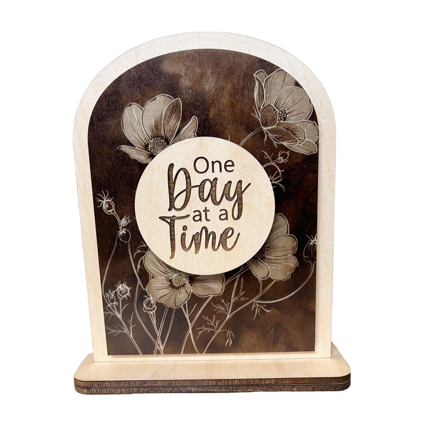 One Day at a Time Wooden Inspirational Desk Sign