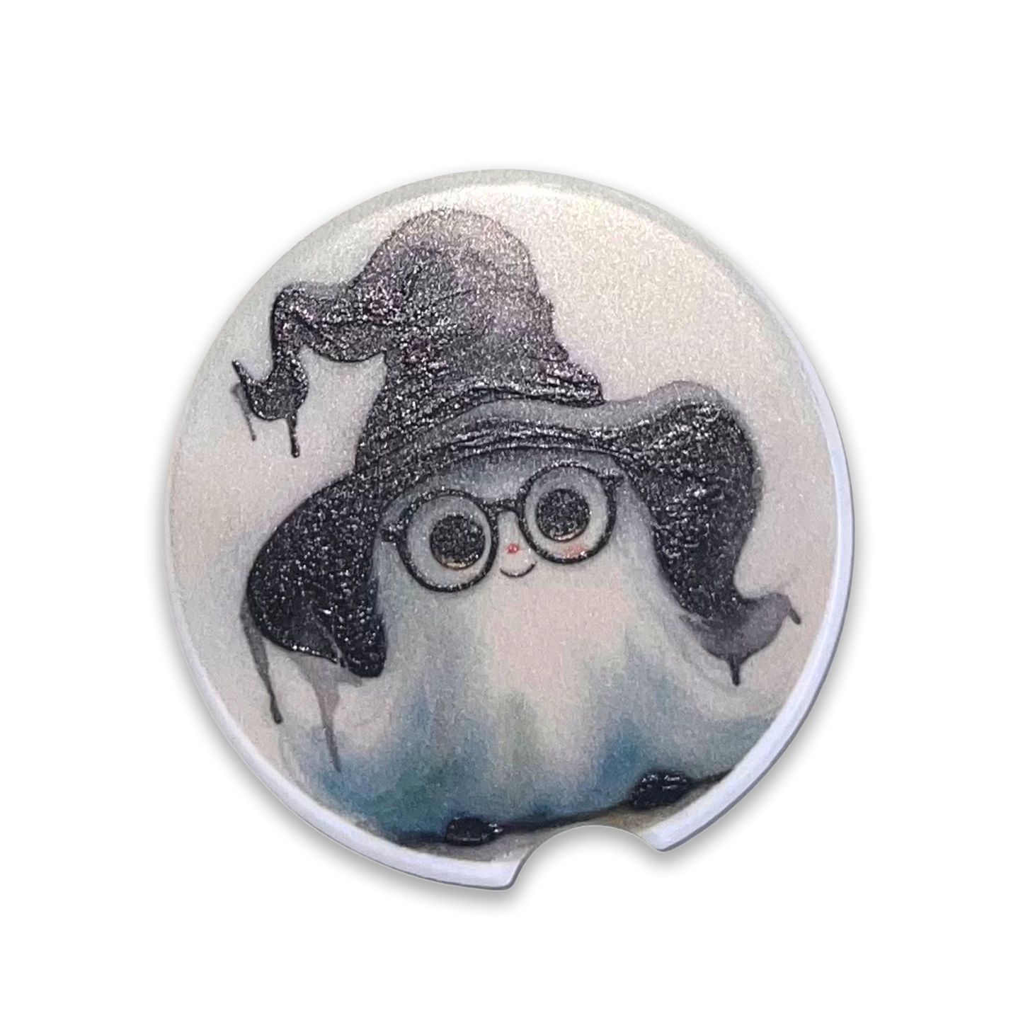 Ghost with Glasses Car Coaster