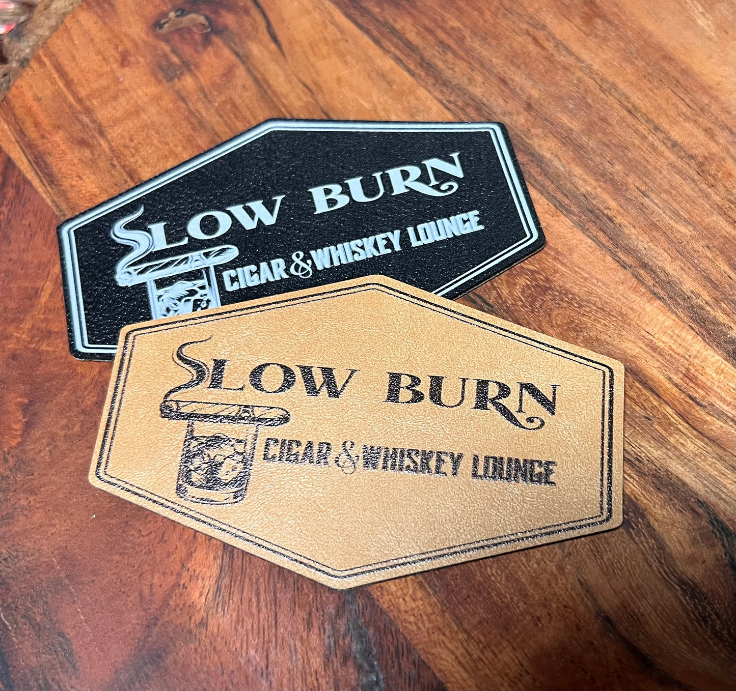 Full Color UV-Printed Leatherette Patches | Custom Logos, Weddings, Business Branding