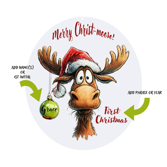 Merry Moose Personalized Ornament