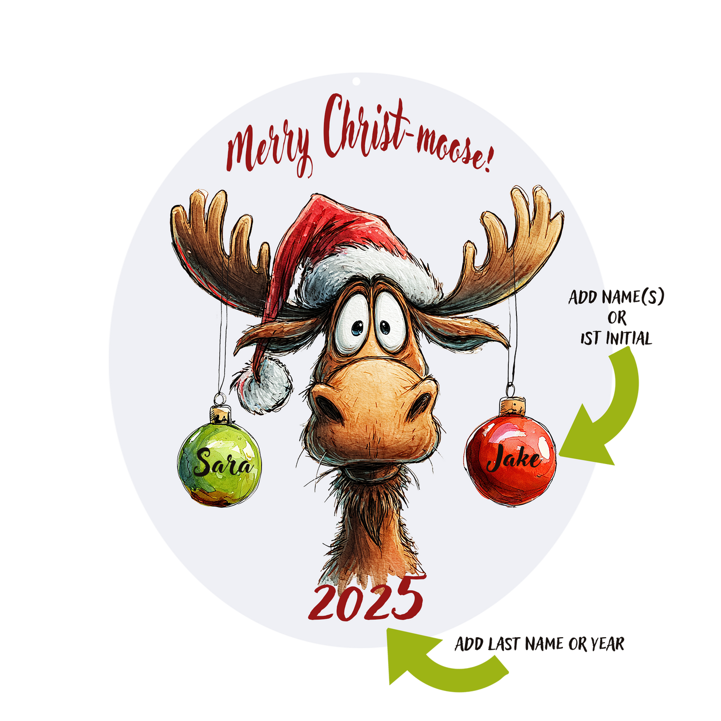 Merry Moose Personalized Ornament