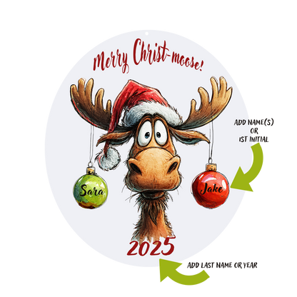 Merry Moose Personalized Ornament