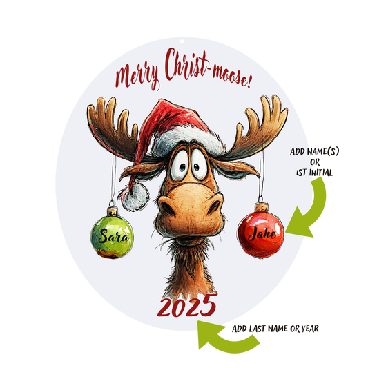 Merry Moose Personalized Ornament