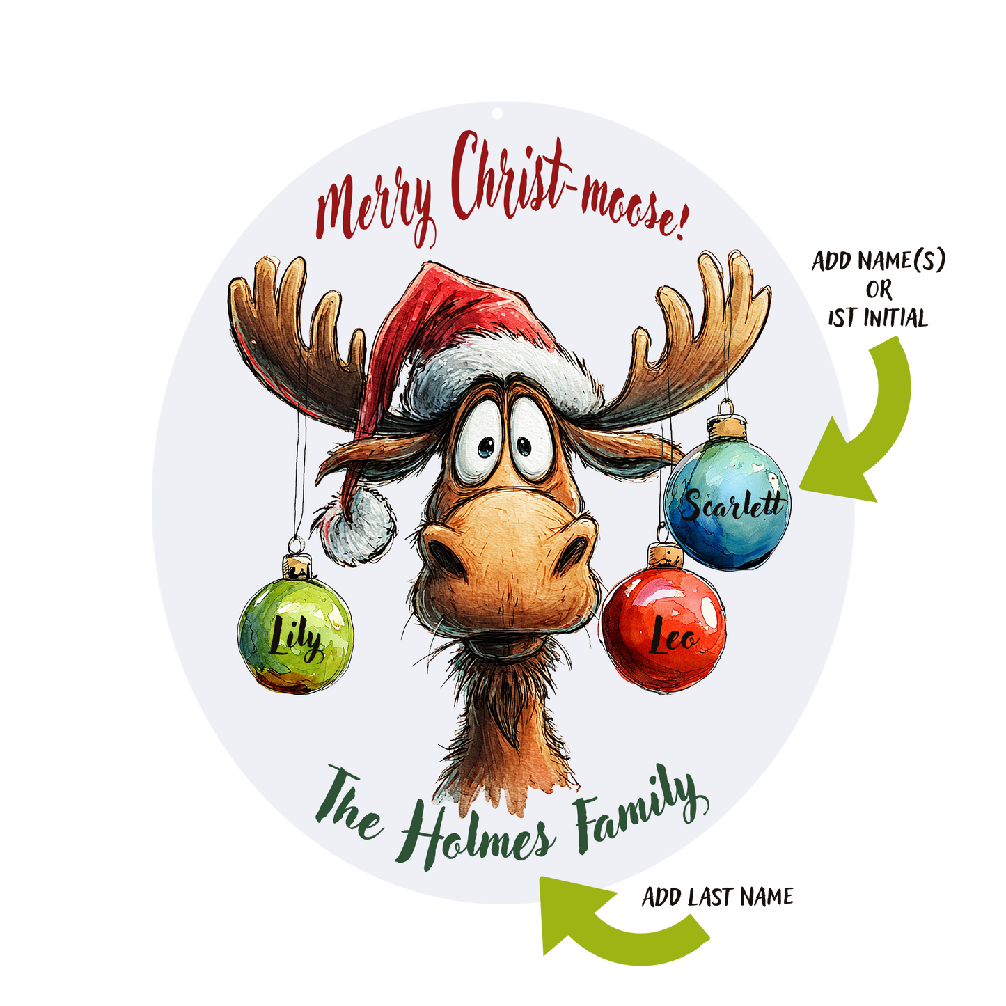 Merry Moose Personalized Ornament