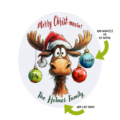 Merry Moose Personalized Ornament