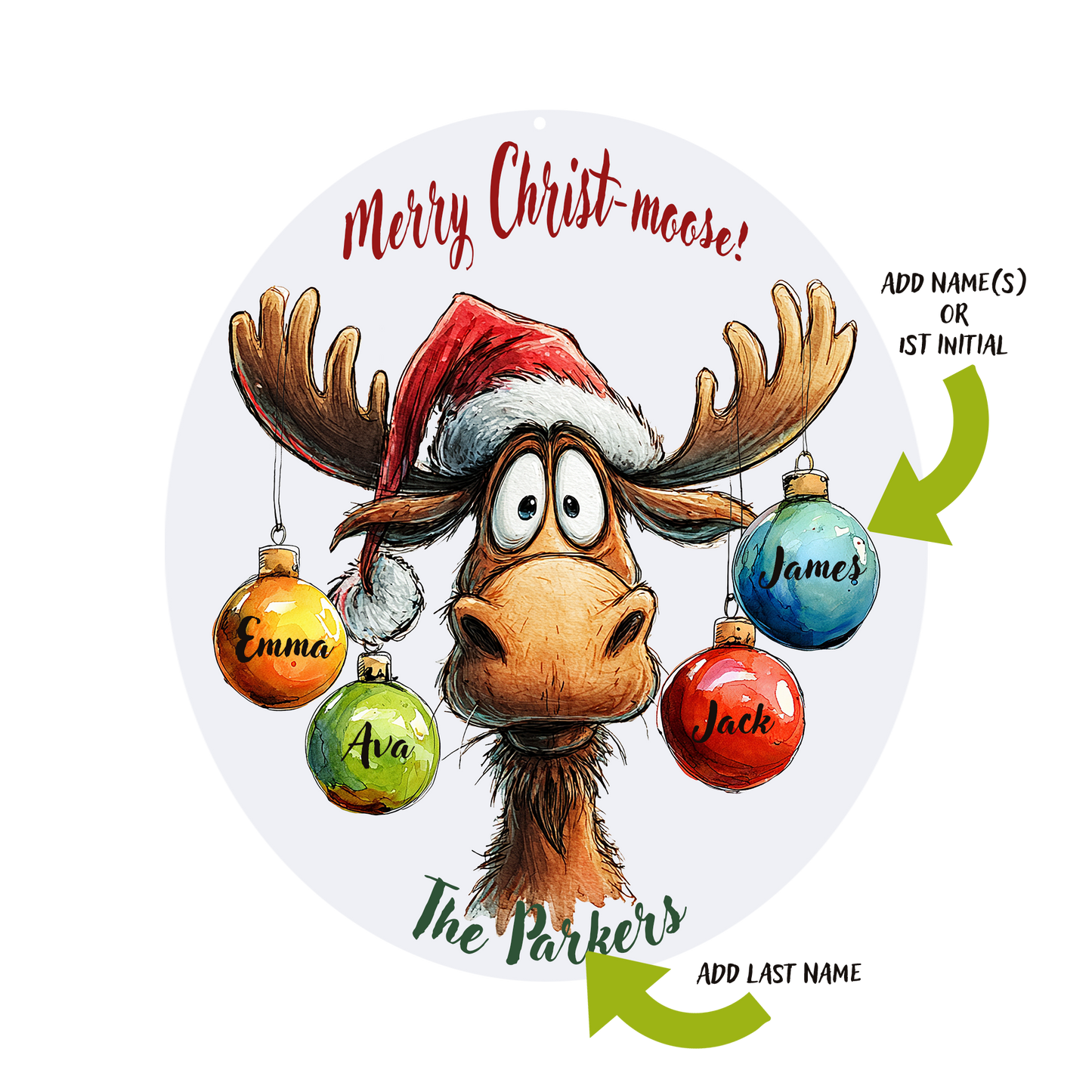 Merry Moose Personalized Ornament