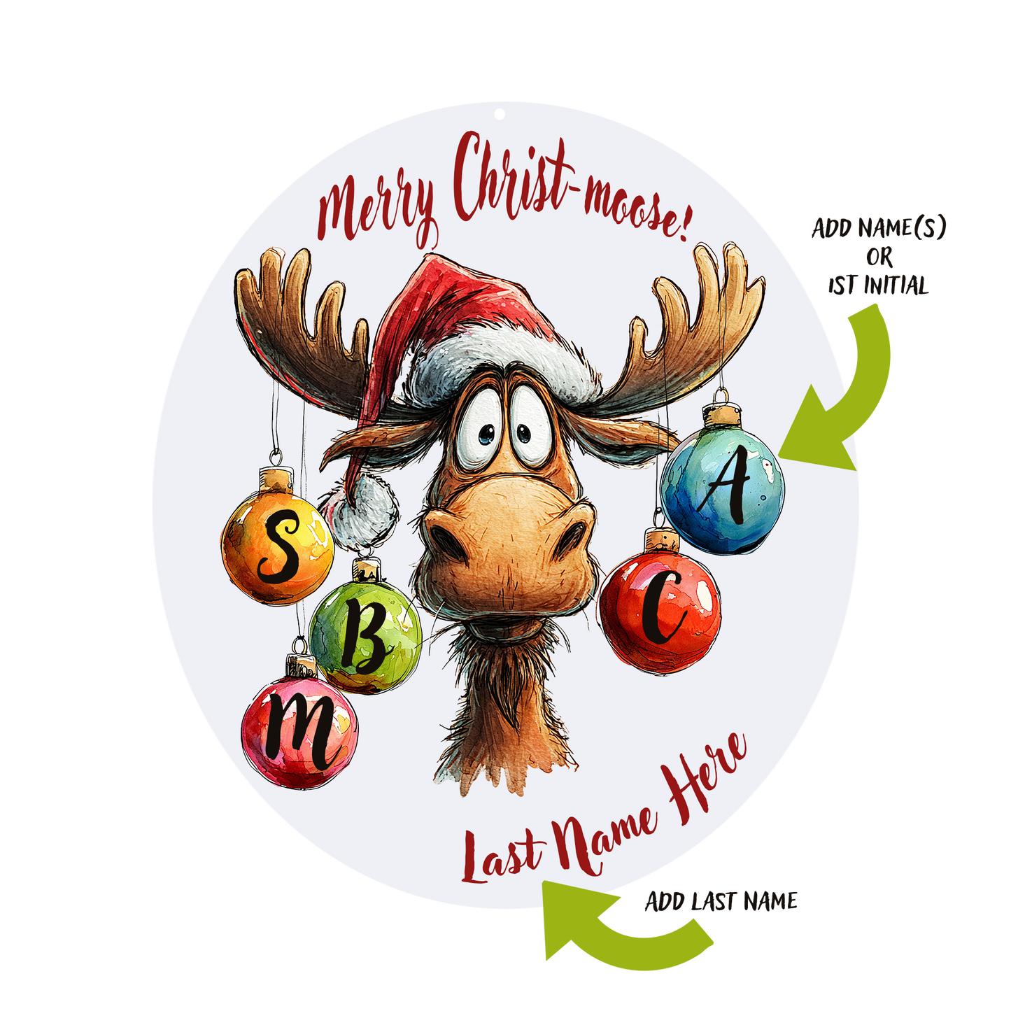 Merry Moose Personalized Ornament