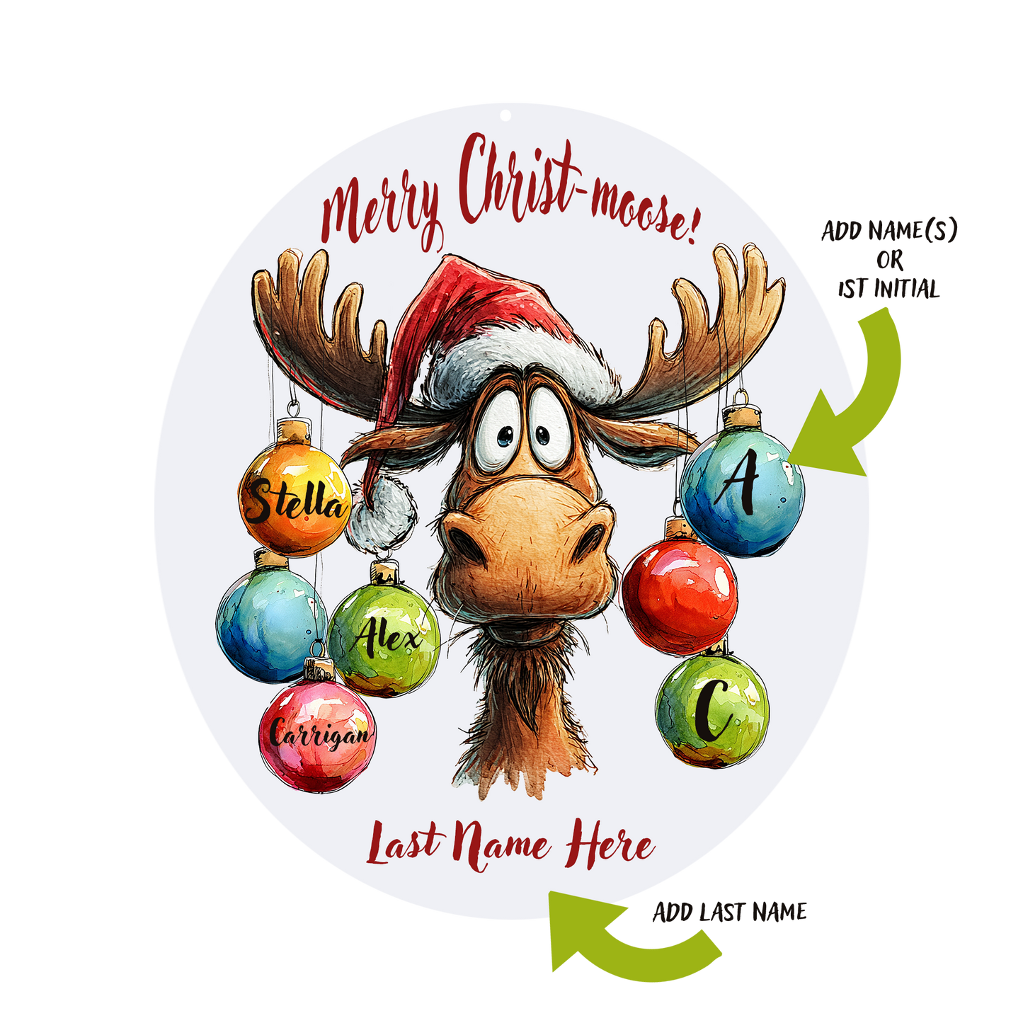 Merry Moose Personalized Ornament