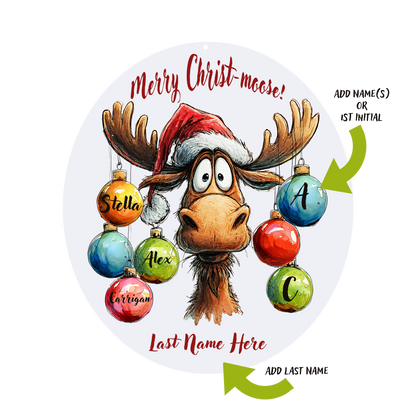 Merry Moose Personalized Ornament